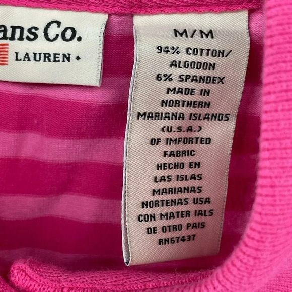 Polo Ralph Lauren Shirt Women's Sz M Pink Stripped 3-Button Collared Vented Hem - Picture 10 of 11